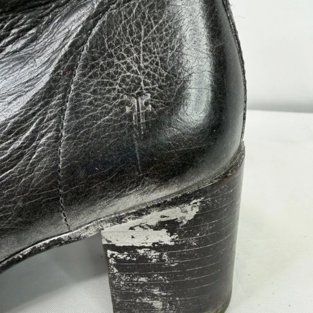 Frye Nora Metallic Leather Side Zip Block Ankle Bootie Womens 8 B‎